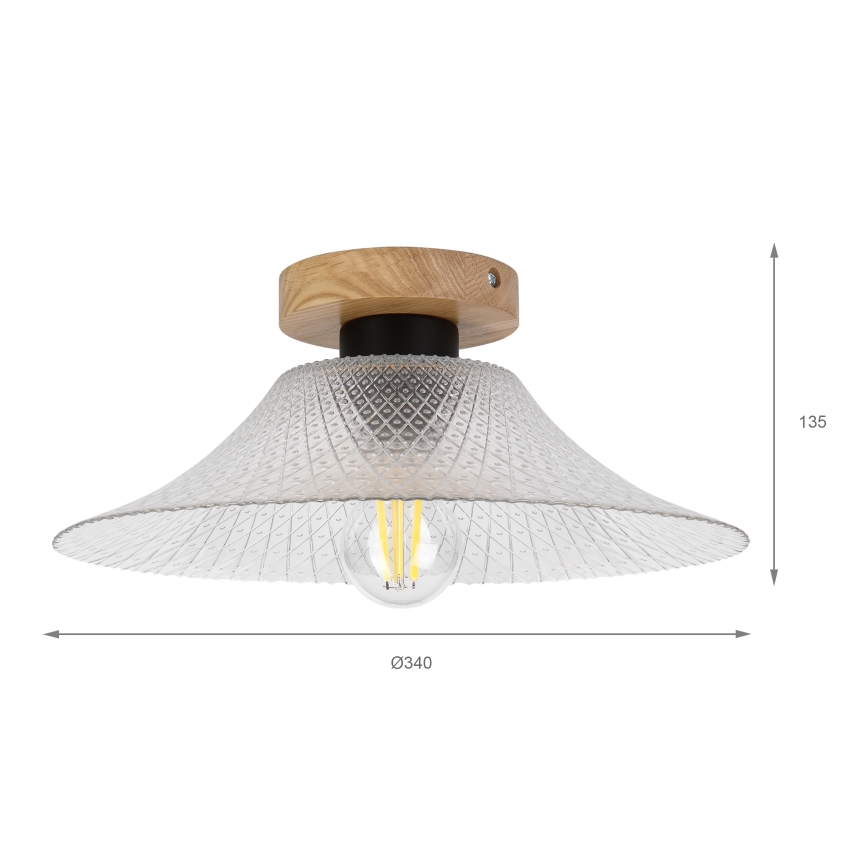Laelamp JULL WOOD 1xE27/15W/230V tamm/läbipaistev Ø 34 cm