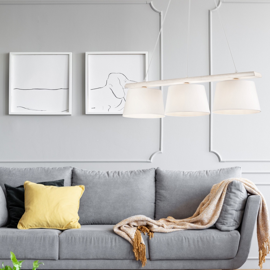 Laelamp kaabliga AIDA 3xE27/60W/230V, läbimõõt 25 cm, tamm/valge