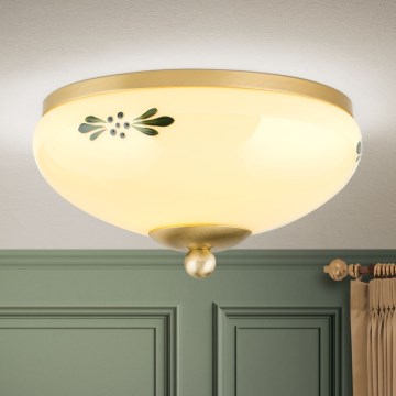 Laelamp LANDHAUS 1xE27/60W/230V läbimõõt 21 cm messing/beež/roheline