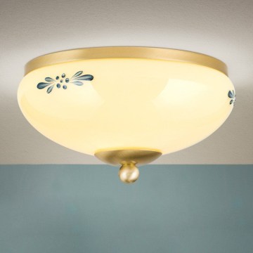 Laelamp LANDHAUS 1xE27/60W/230V Ø 21 cm messing/beež/sinine