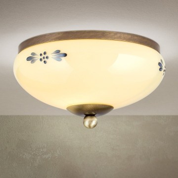 Laelamp LANDHAUS 1xE27/60W/230V Ø 21 cm pronks/beež/sinine
