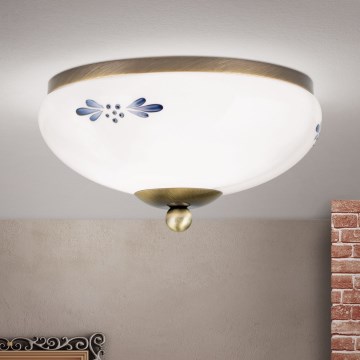 Laelamp LANDHAUS 1xE27/60W/230V Ø 21 cm pronks/valge/sinine