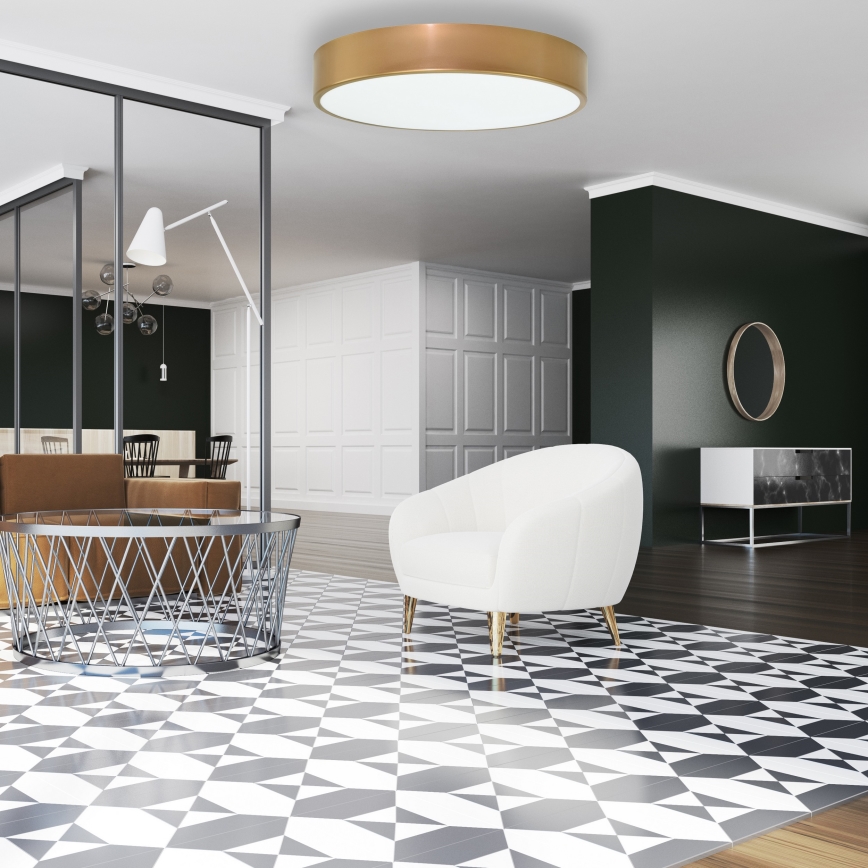 Laelamp liikumis- ja hämarussensoriga CLEO 4xE27/24W/230V Ø 50 cm, kuldne