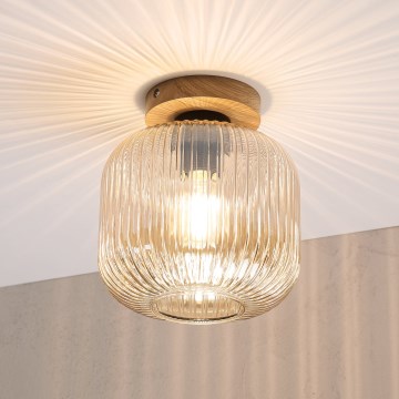 Laelamp MILOU WOOD 1xE27/15W/230V tamm/suitsune beež, läbimõõt 20 cm