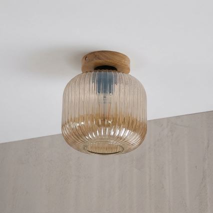 Laelamp MILOU WOOD 1xE27/15W/230V tamm/suitsune beež, läbimõõt 20 cm