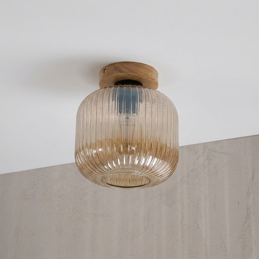 Laelamp MILOU WOOD 1xE27/15W/230V tamm/suitsune beež, läbimõõt 20 cm