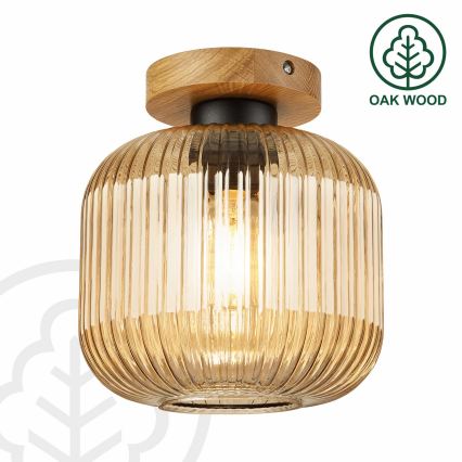 Laelamp MILOU WOOD 1xE27/15W/230V tamm/suitsune beež, läbimõõt 20 cm