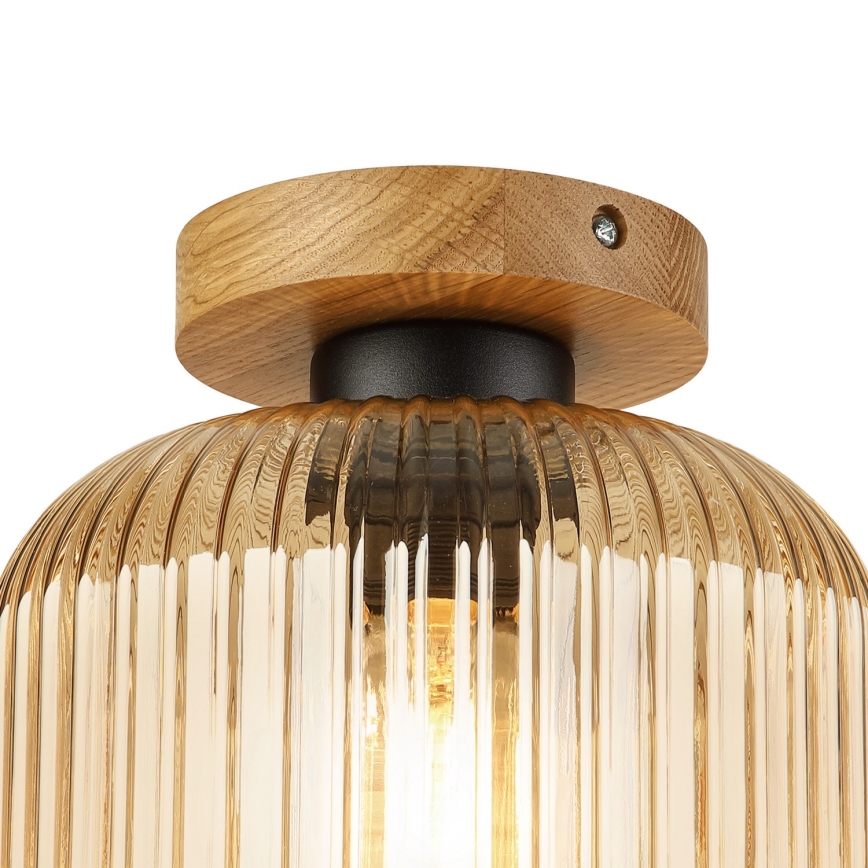 Laelamp MILOU WOOD 1xE27/15W/230V tamm/suitsune beež, läbimõõt 20 cm