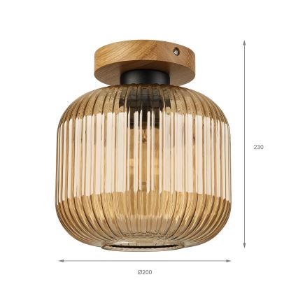Laelamp MILOU WOOD 1xE27/15W/230V tamm/suitsune beež, läbimõõt 20 cm