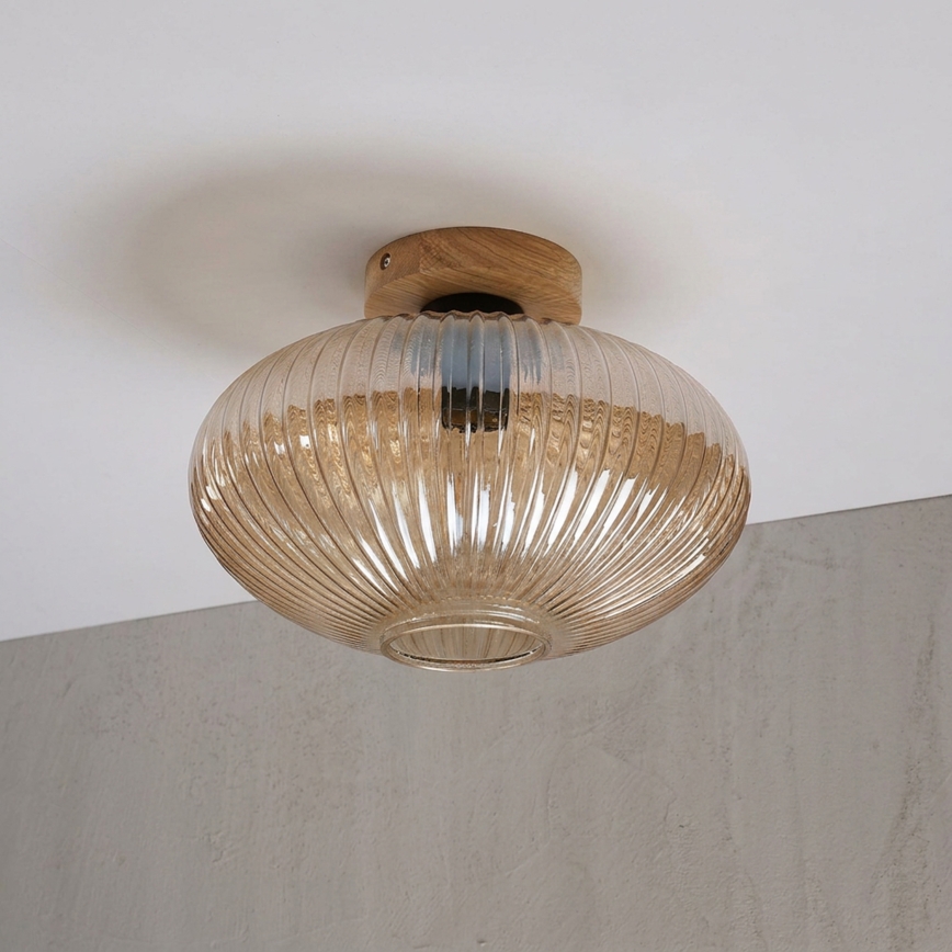 Laelamp MILOU WOOD 1xE27/15W/230V tamm/suitsune beež läbimõõt 29 cm