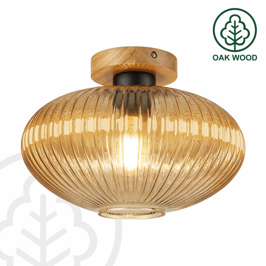 Laelamp MILOU WOOD 1xE27/15W/230V tamm/suitsune beež läbimõõt 29 cm