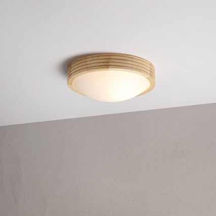 Laelamp NATURAL MODERN SLIM 1xE27/15W/230V Ø 27,5 cm, männipuidust