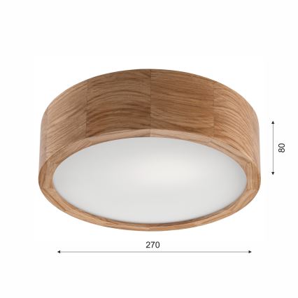 Vannitoa laelamp OAK, 2 x E27 / 15 W / 230 V, IP54, tamm, läbimõõt 27 cm — stiilne, niiskuskindel ja vastupidav