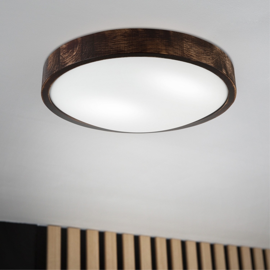 Laelamp OAK SLIM 2xE27/15W/230V, läbimõõt 37 cm, tamm/tumepruun