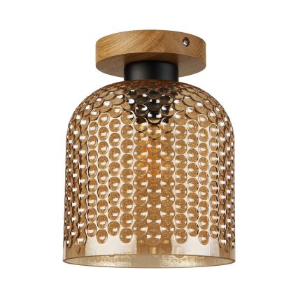 Laelamp ROCCO WOOD 1xE27/15W/230V tamm/suitsu-beež läbimõõt 18 cm