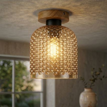 Laelamp ROCCO WOOD 1xE27/15W/230V tamm/suitsu-beež läbimõõt 18 cm