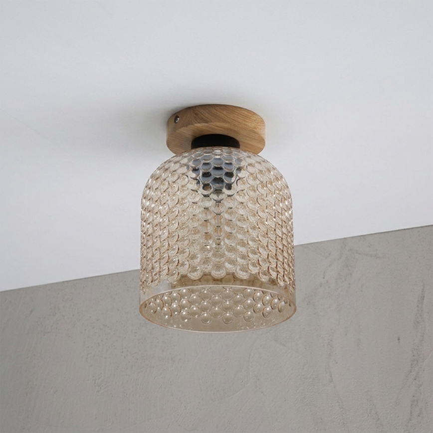 Laelamp ROCCO WOOD 1xE27/15W/230V tamm/suitsu-beež läbimõõt 18 cm