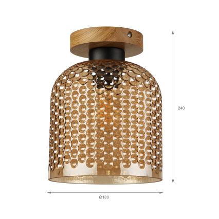 Laelamp ROCCO WOOD 1xE27/15W/230V tamm/suitsu-beež läbimõõt 18 cm