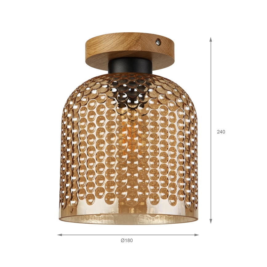Laelamp ROCCO WOOD 1xE27/15W/230V tamm/suitsu-beež läbimõõt 18 cm