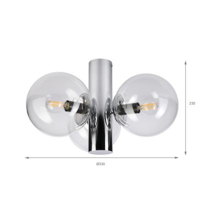 Laelamp SFERIO 3xE14/5W/230V läikiv kroom/läbipaistev