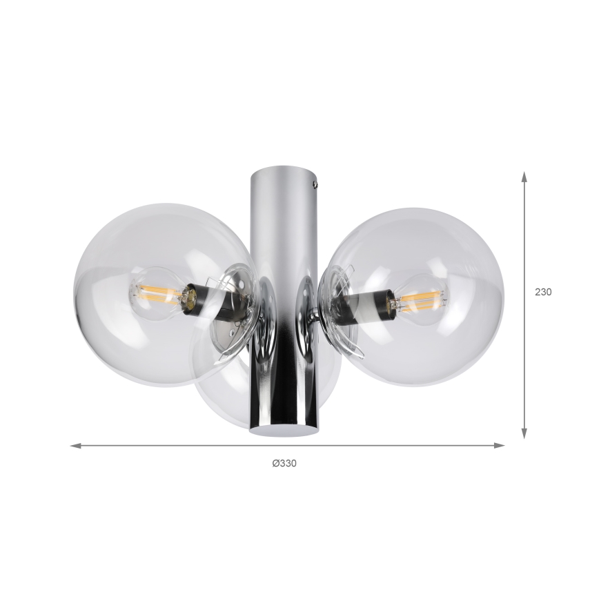 Laelamp SFERIO 3xE14/5W/230V läikiv kroom/läbipaistev