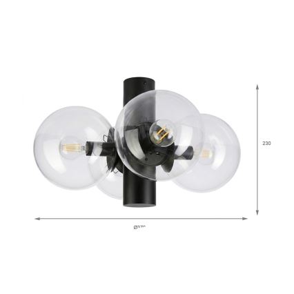 Laelamp SFERIO 4xE14/5W/230V must/läbipaistev