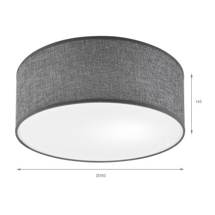 Laelamp SIRJA 1xE27/15W/230V läbimõõt 35 cm hall