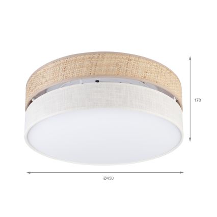 Laelamp SIRJA BOHO 2xE27/15W/230V, läbimõõt 45 cm, beež/kreemjas
