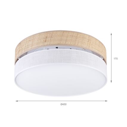 Laelamp SIRJA BOHO 2xE27/15W/230V, läbimõõt 45 cm, beež/valge