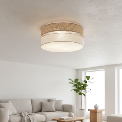 Laelamp SIRJA DOUBLE BOHO 2xE14/15W/230V Ø 35 cm beež/kreemjas