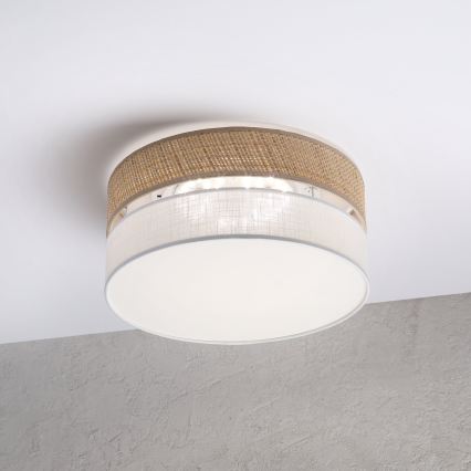 Laelamp SIRJA DOUBLE BOHO 2xE14/15W/230V Ø 35 cm beež/valge