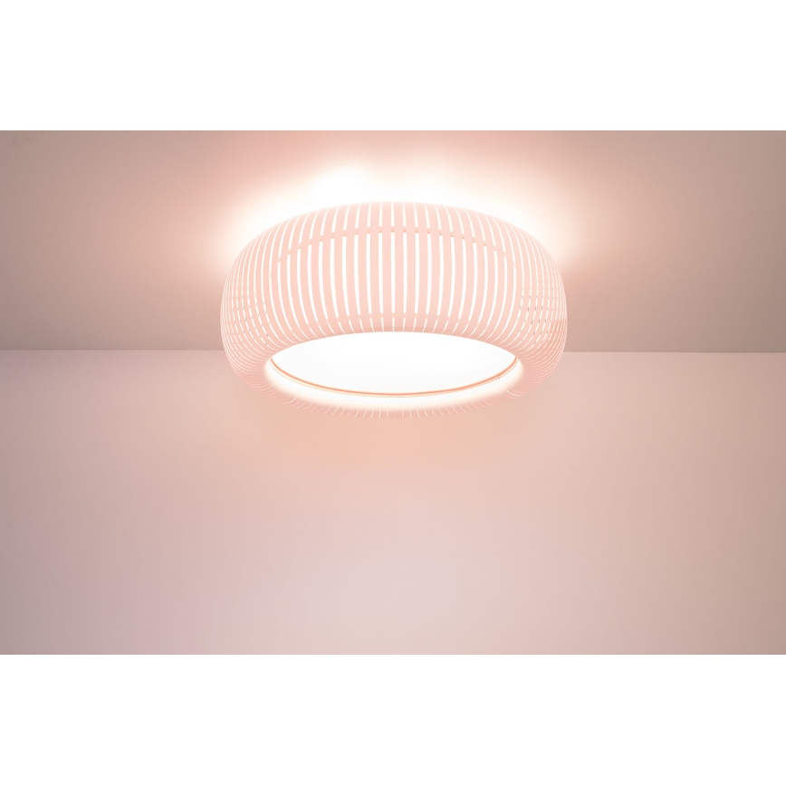 Laelamp STRIPES 2xE27/40W/230V Ø 55 cm valge/roosa