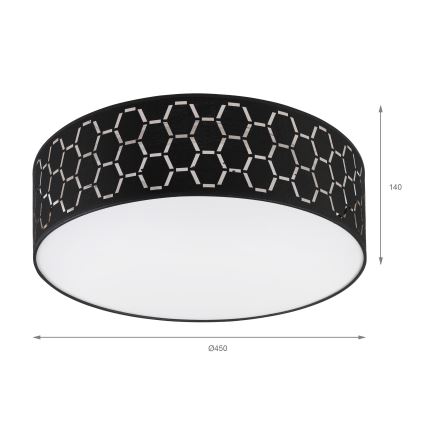 Laelamp ULLE 2xE27/15W/230V Ø 45 cm must