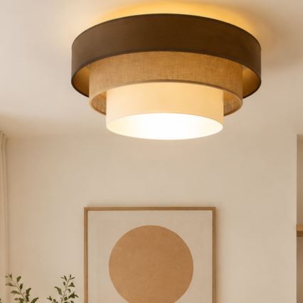 Laelamp WENTA 1xE27/60W/230V, läbimõõt 50 cm, pruun/juut/beež