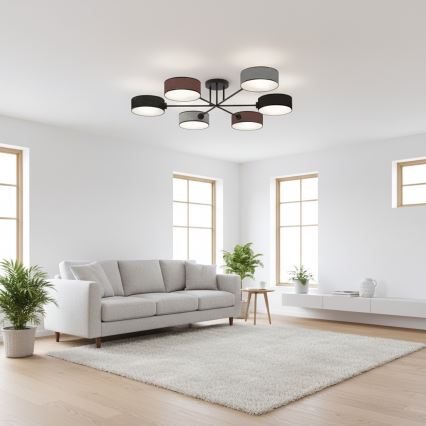 Laele kinnitatav lühter MAGA 6xE14/10W/230V must/pruun/hall