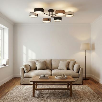 Laele kinnitatav lühter MAGA 6xE14/10W/230V must/pruun/hall