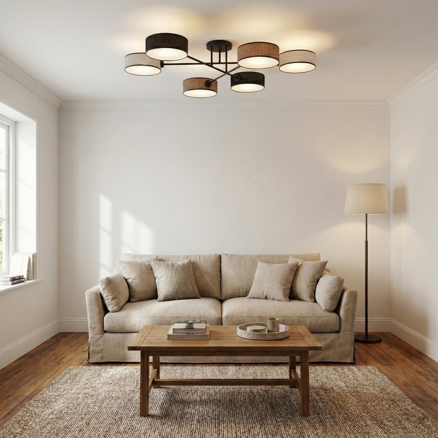 Laele kinnitatav lühter MAGA 6xE14/10W/230V must/pruun/hall