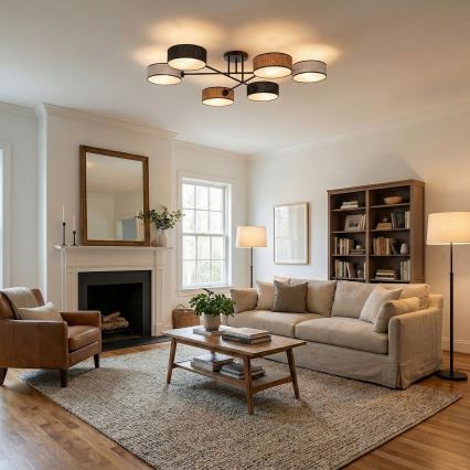 Laele kinnitatav lühter MAGA 6xE14/10W/230V must/pruun/hall