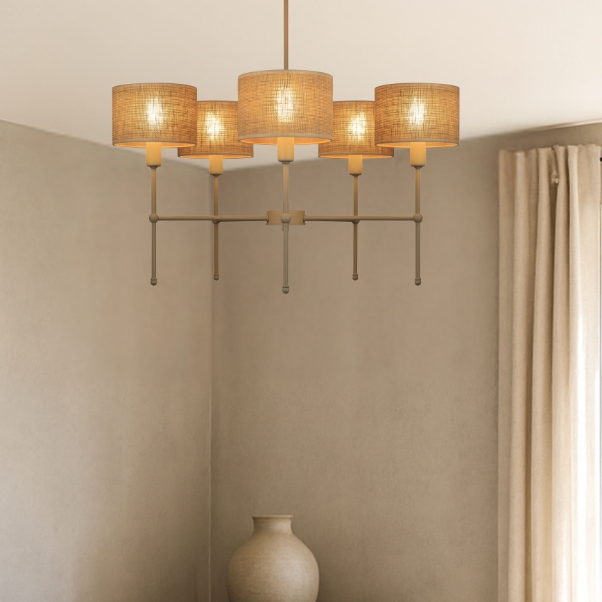 Laelühter varrega MADELA 5xE14/40W/230V juut/beež