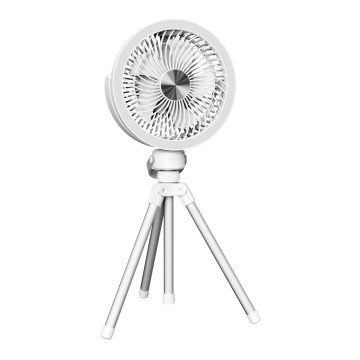 Laetav lauaventilaator LED-valgustusega, 8 W / 3,7 V, 2400 mAh, valge