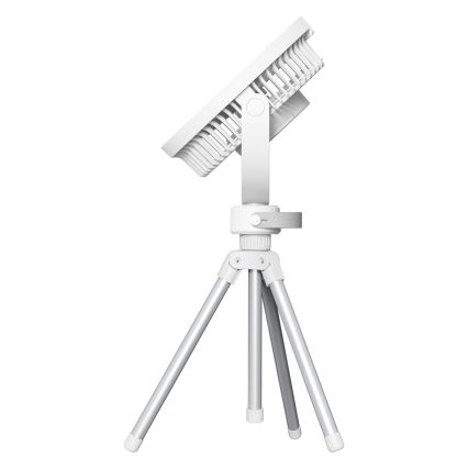 Laetav lauaventilaator LED-valgustusega, 8 W / 3,7 V, 2400 mAh, valge