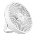 Laetav LED-laudventilaator LED-valgustusega LED/2W/5V USB 2400 mAh valge