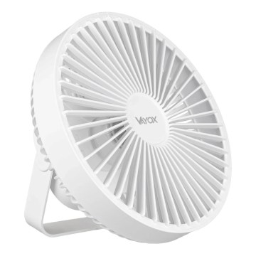 Laetav LED-laudventilaator LED-valgustusega LED/2W/5V USB 2400 mAh valge