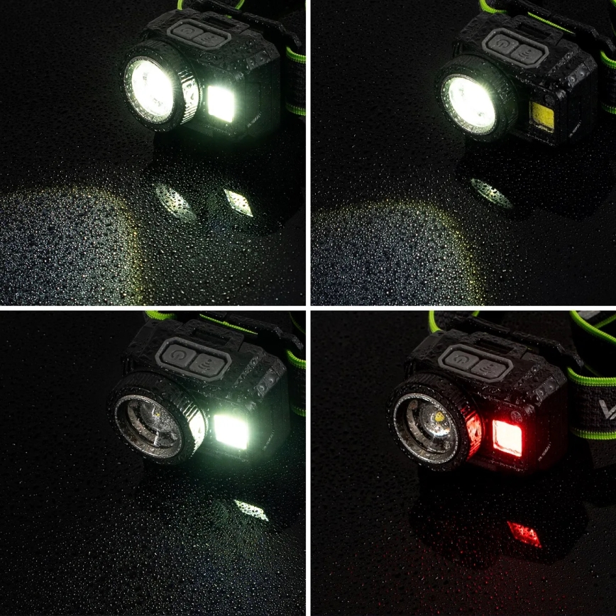 Hämardatav laetav LED-pealamp anduriga ja punase valgusega LED/6W/5V/3xAAA IP66 500 lm 1200 mAh