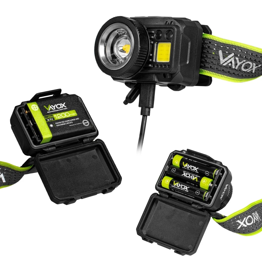 Hämardatav laetav LED-pealamp anduriga ja punase valgusega LED/6W/5V/3xAAA IP66 500 lm 1200 mAh