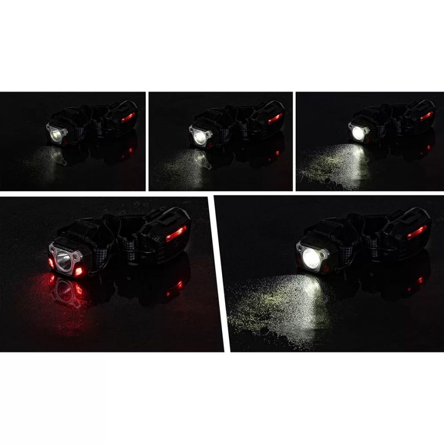 Laetav LED-pealamp anduriga, reguleeritav, akuga, powerbanki funktsiooniga ja punase valgusega LED/10W/5V IP44 1200 lm 4000 mAh