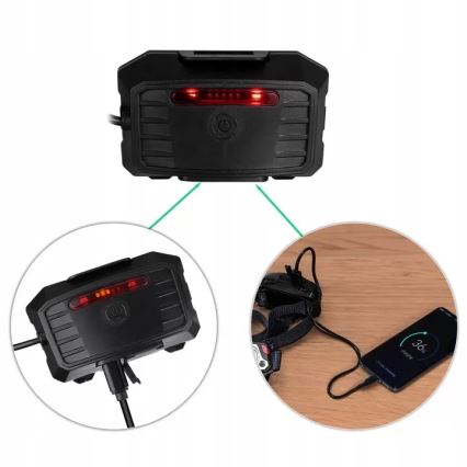 Laetav LED-pealamp anduriga, reguleeritav, akuga, powerbanki funktsiooniga ja punase valgusega LED/10W/5V IP44 1200 lm 4000 mAh