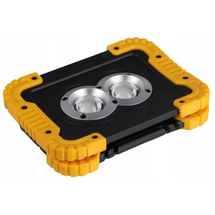 Laetav LED-reflektor powerbanki funktsiooniga LED/20W/5V 4400 mAh IP44 must/kollane