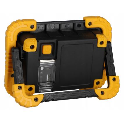 Laetav LED-reflektor powerbanki funktsiooniga LED/20W/5V 4400 mAh IP44 must/kollane