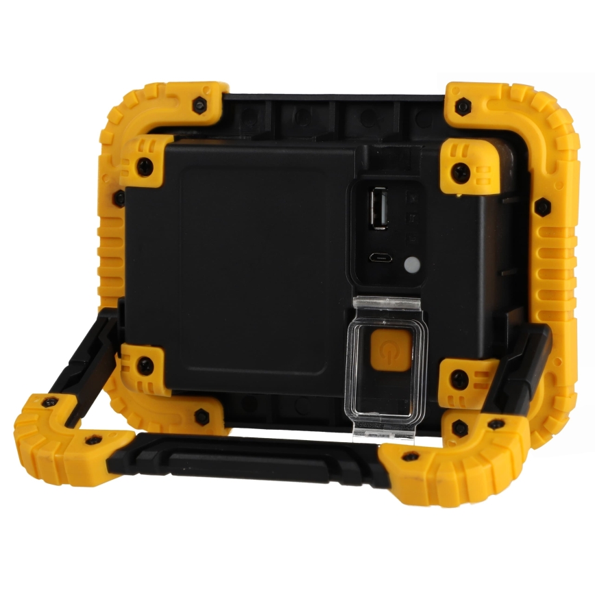 Laetav LED-reflektor powerbanki funktsiooniga LED/20W/5V 4400 mAh IP44 must/kollane